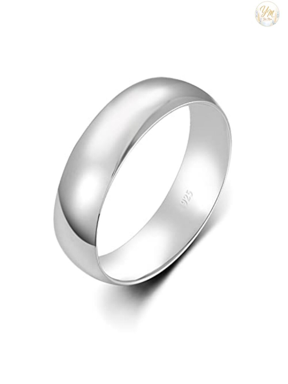 Sterling Silver Platinum Plated Wedding Band Ring Comfort Fit 6mm